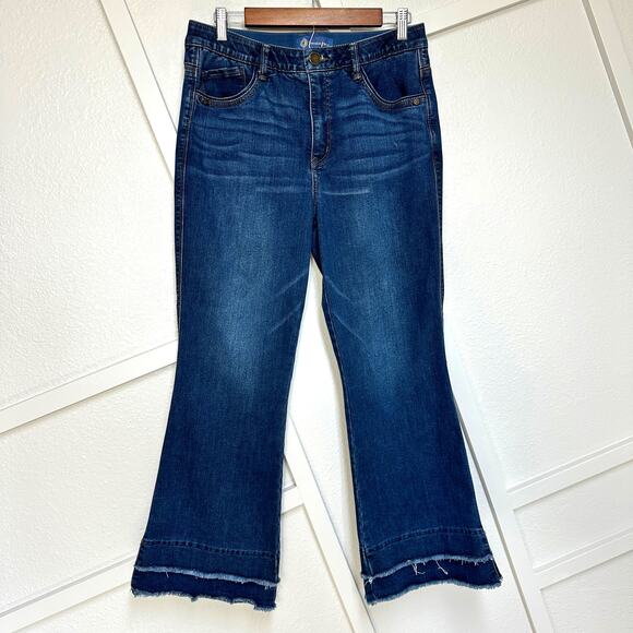 Democracy "Ab"solution® Mid-Rise Kick Flare Jeans Double Layer Fray Hem Sz: 12P - Picture 2 of 10
